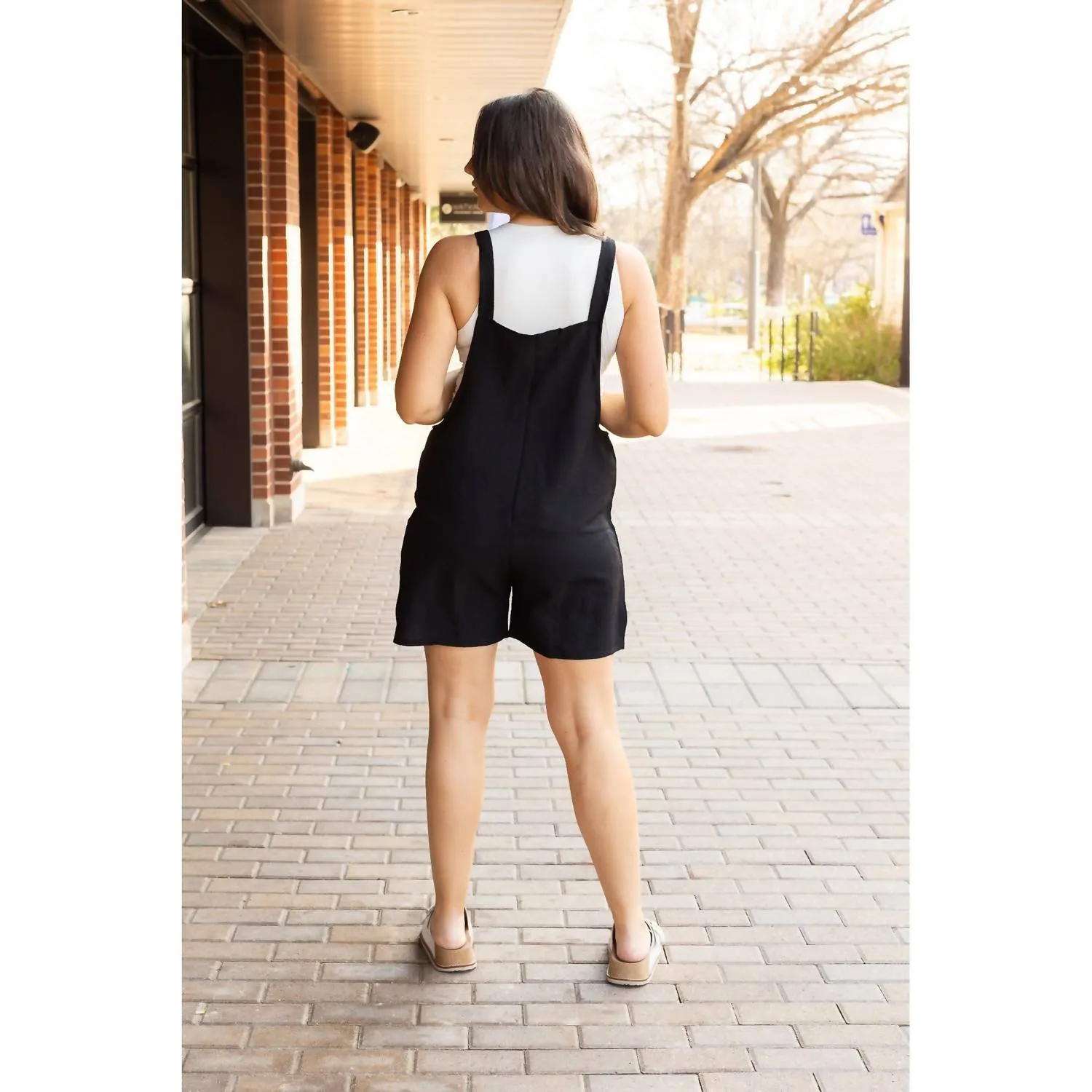 Teresa Tie Shoulder Romper In Black