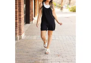 Teresa Tie Shoulder Romper In Black