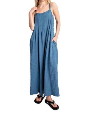 Textured Jumpsuit In Denim