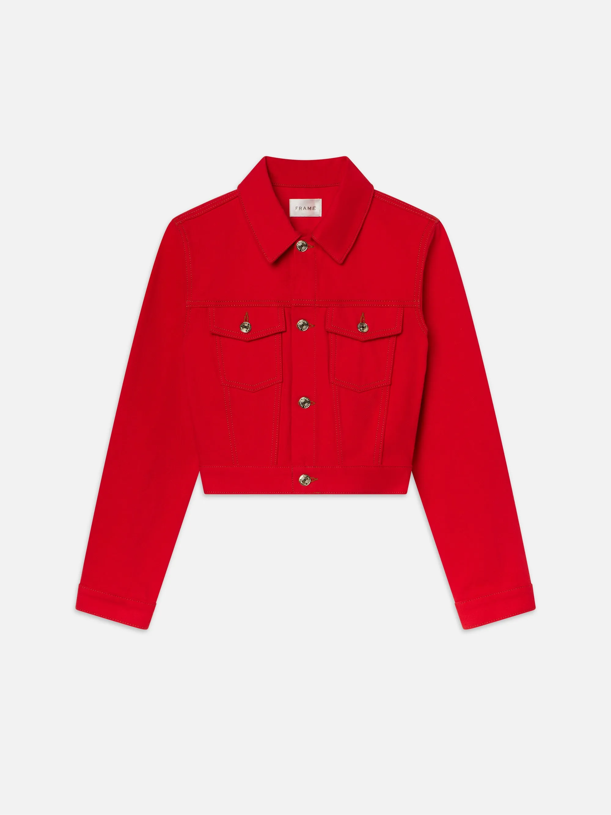 The Tailored Denim Jacket -- Herrera Red