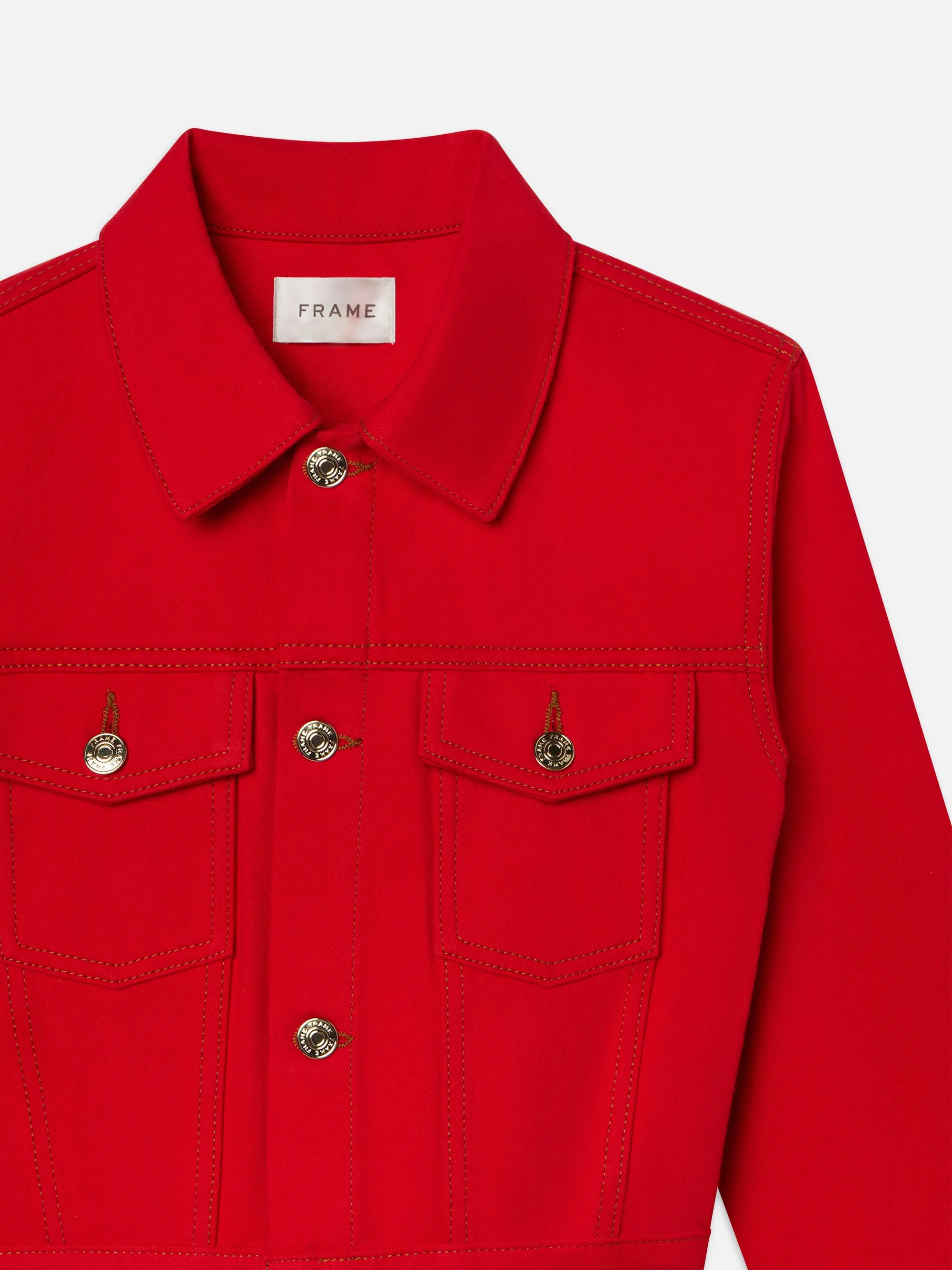 The Tailored Denim Jacket -- Herrera Red