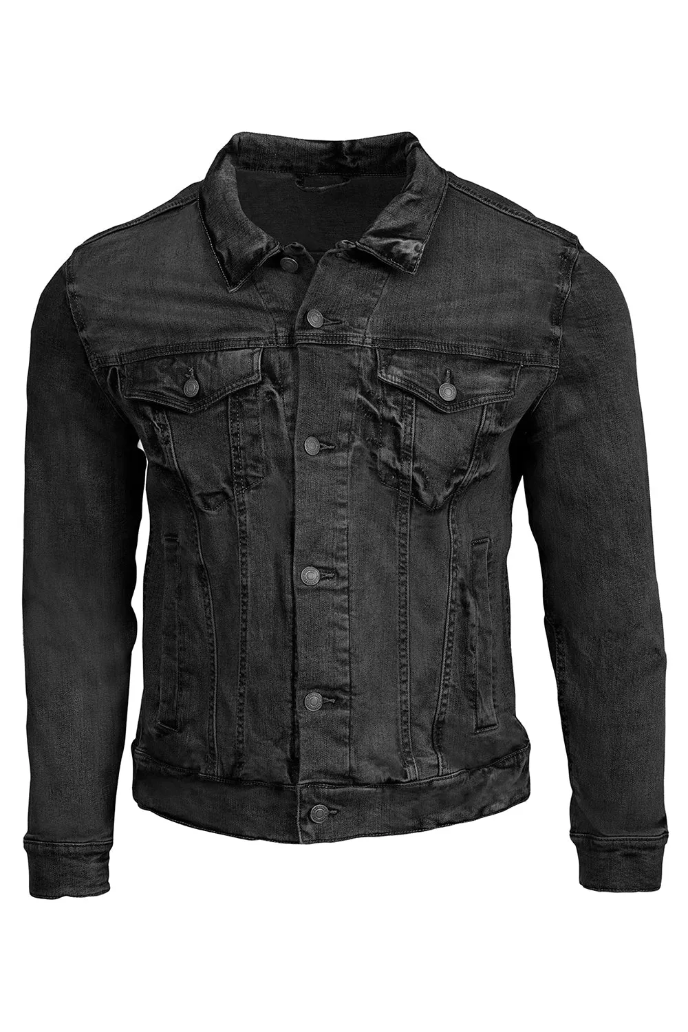 Threadfast Apparel Mens Button Down Denim Jacket - Black