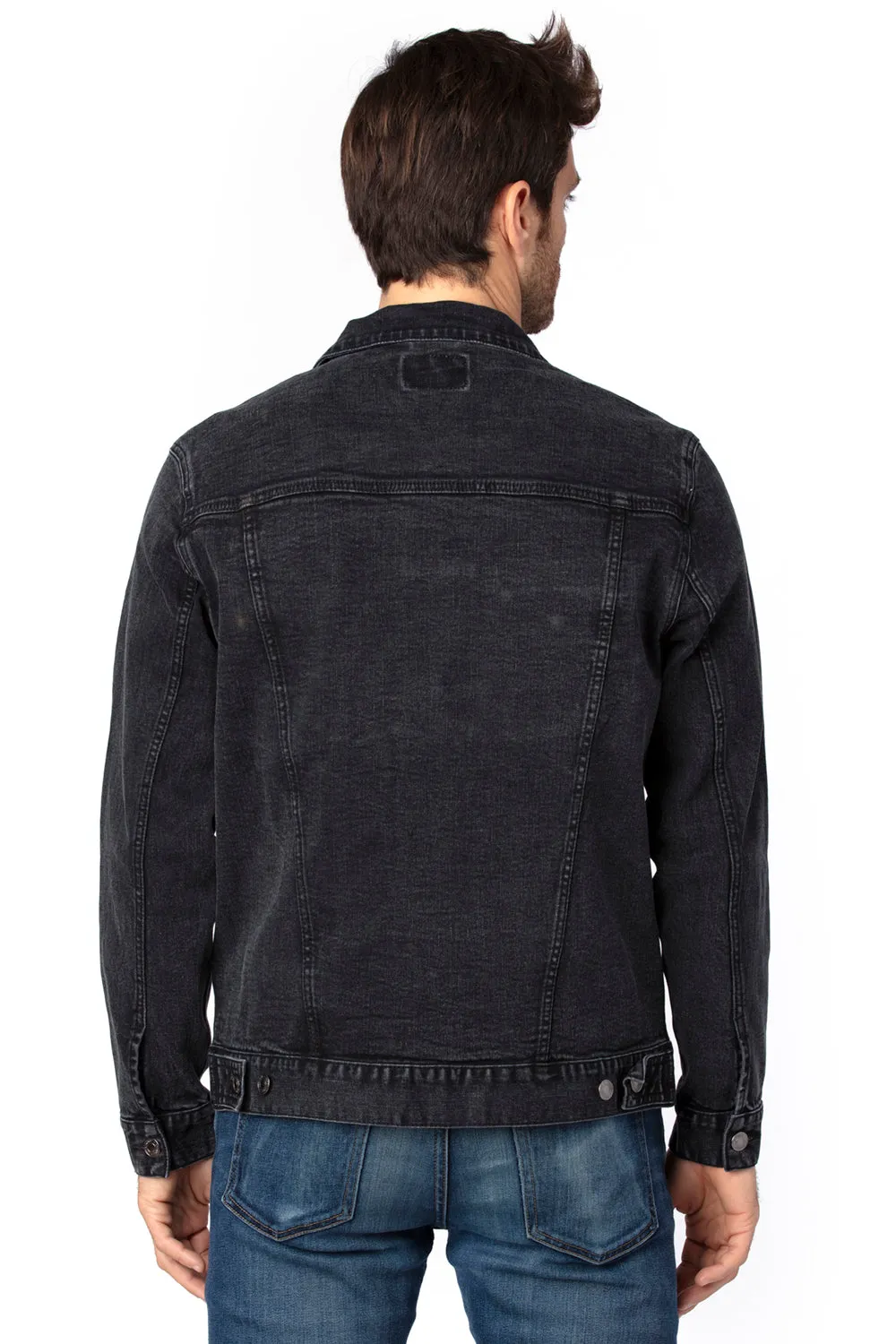 Threadfast Apparel Mens Button Down Denim Jacket - Black