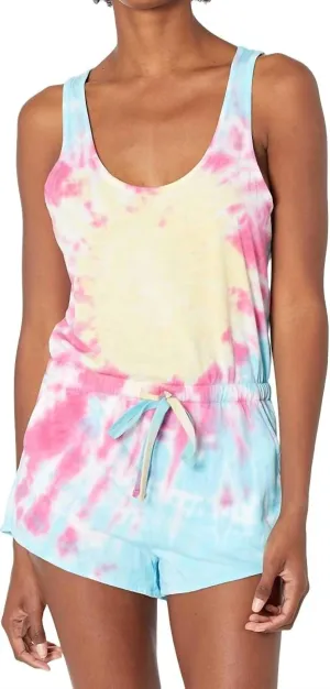 Tie Dye Perfect Lounge Romper In Sunburst