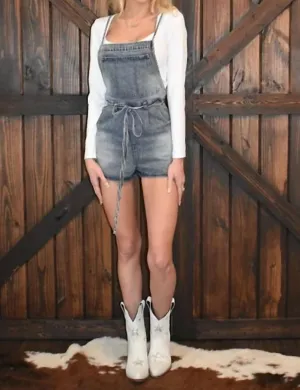 Tie Waist Romper In Denim