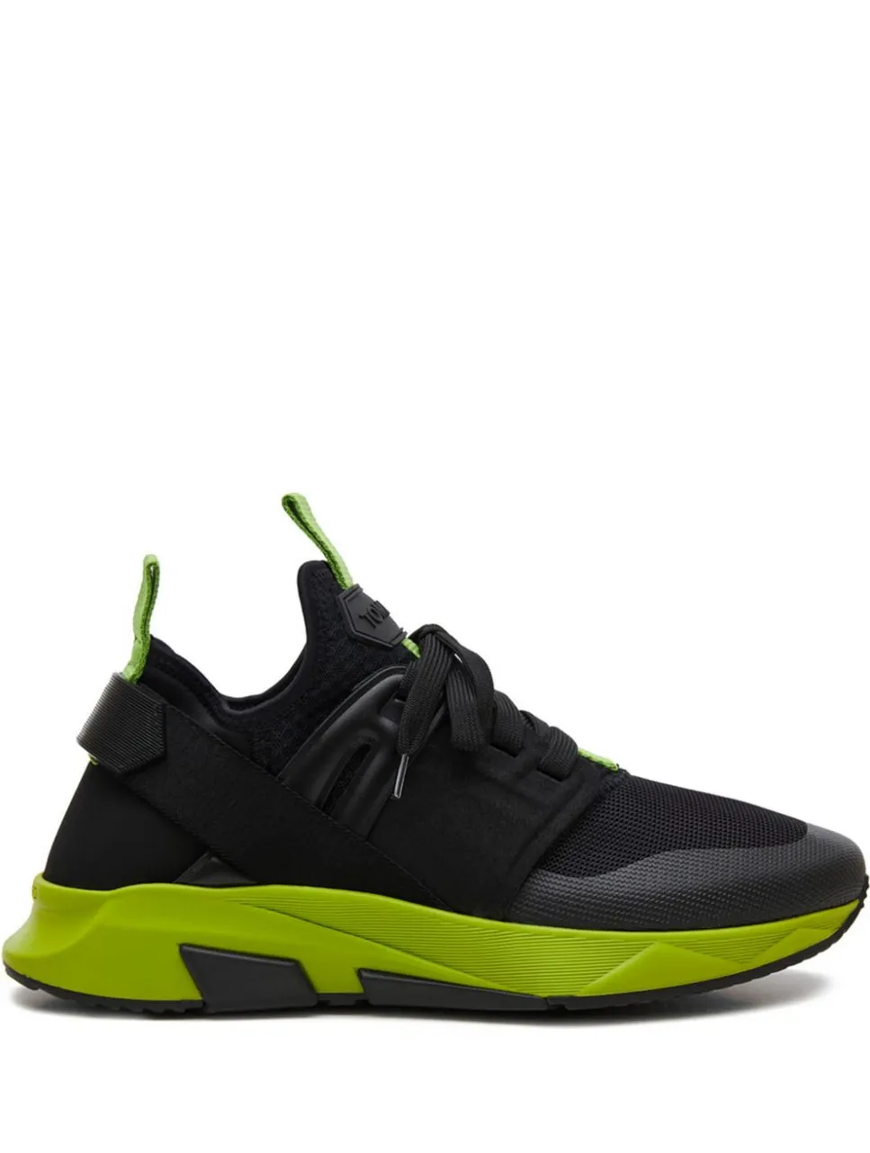 Tom Ford Mens Logo Patch Lace Up Sneakers in Black