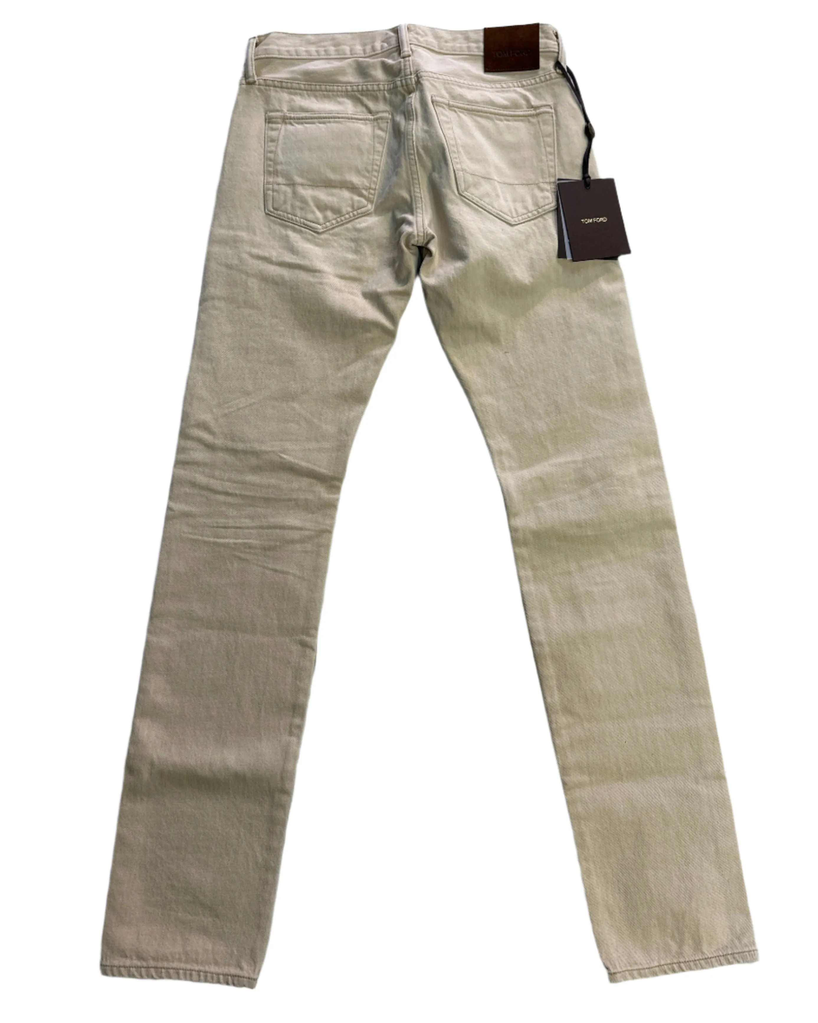 Tom Ford Mens Slim Fit Beige Denim Jeans