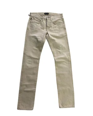 Tom Ford Mens Slim Fit Beige Denim Jeans