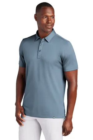 TravisMathew Mens Cabana Wrinkle Resistant Short Sleeve Polo Shirt - Light Denim Blue