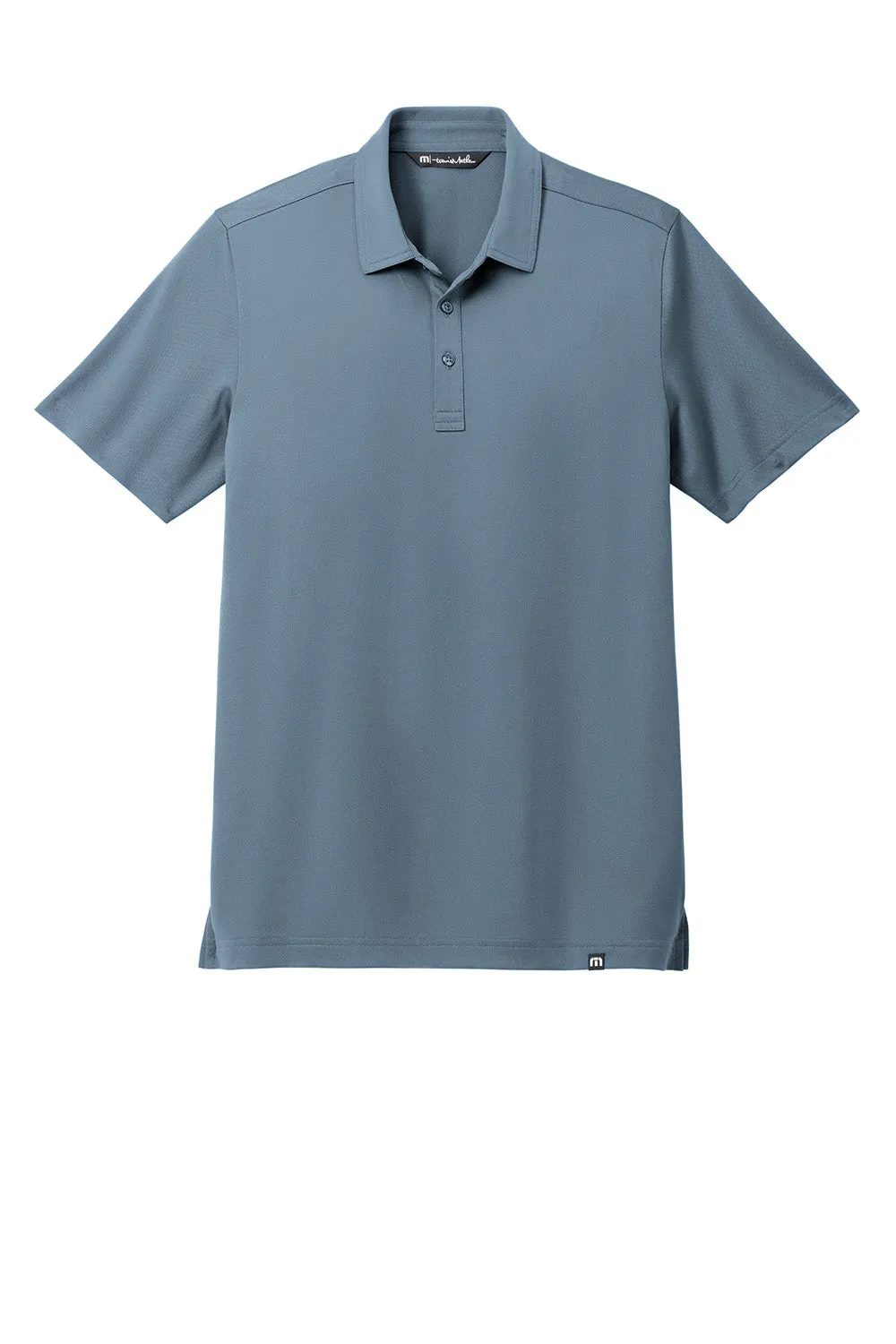 TravisMathew Mens Cabana Wrinkle Resistant Short Sleeve Polo Shirt - Light Denim Blue