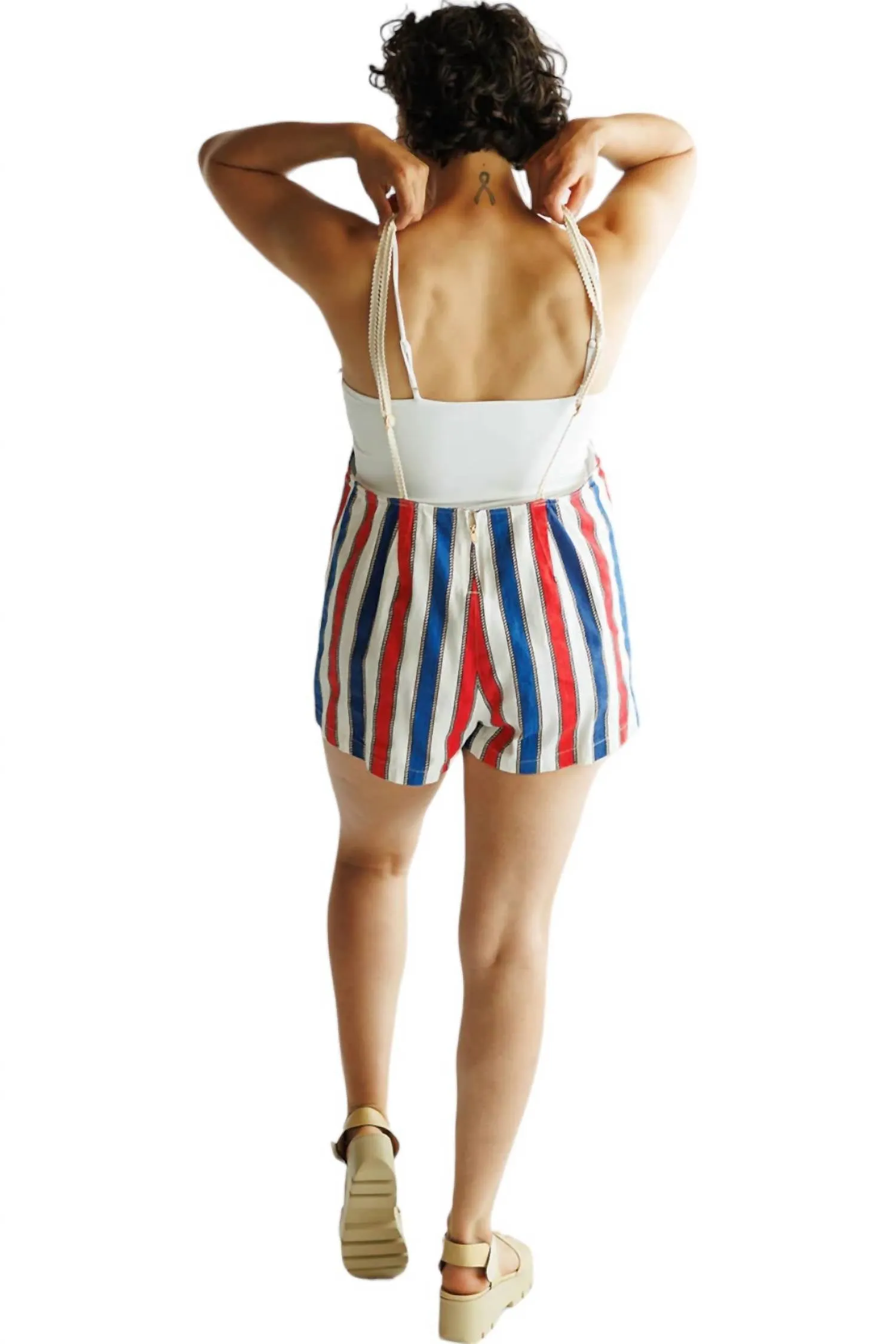 Trude Romper In Yacht Club Stripe Denim