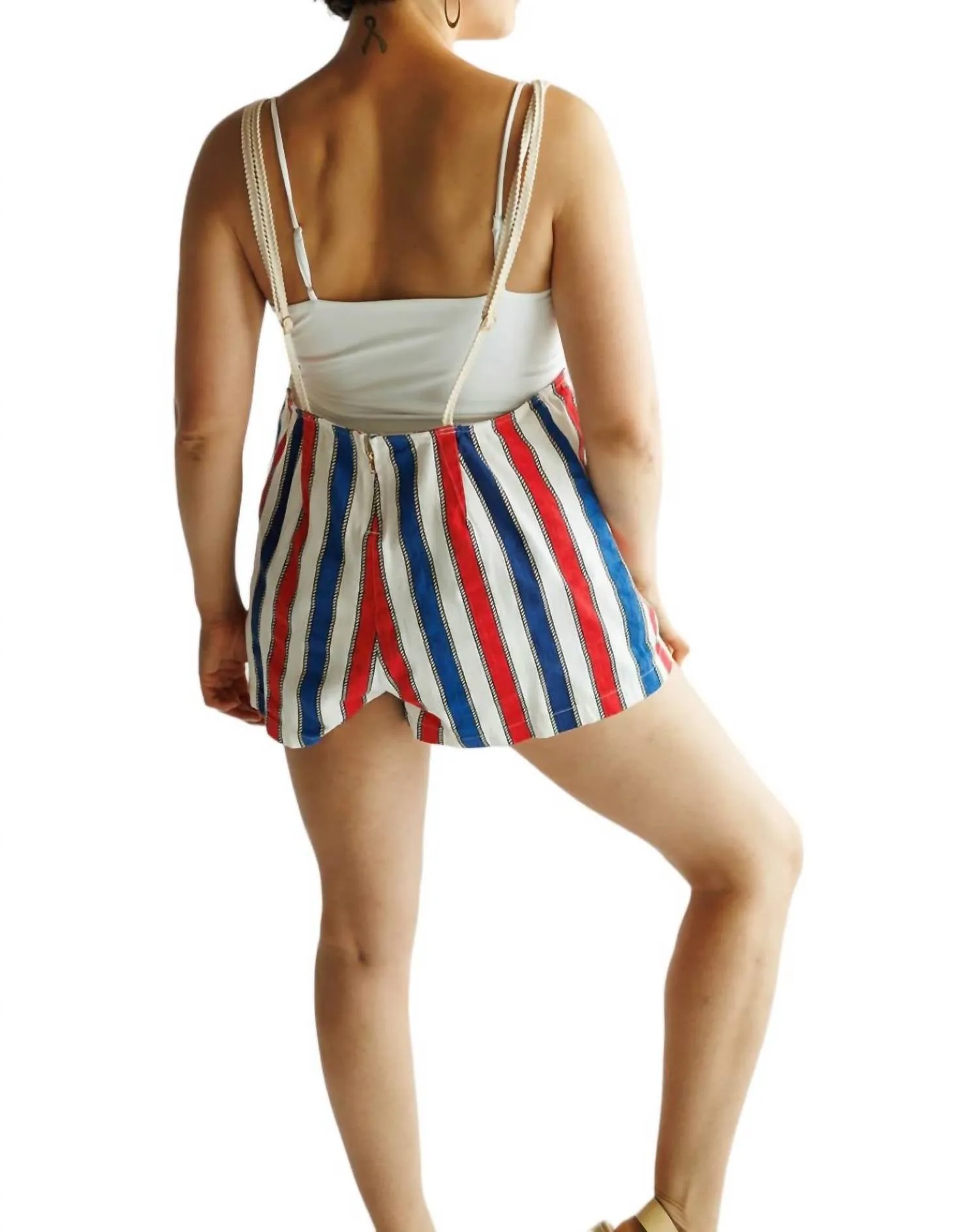 Trude Romper In Yacht Club Stripe Denim
