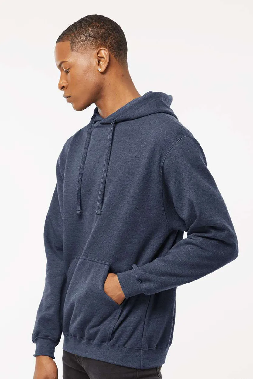 Tultex Mens Fleece Hooded Sweatshirt Hoodie w/ Pouch Pocket - Heather Denim Blue