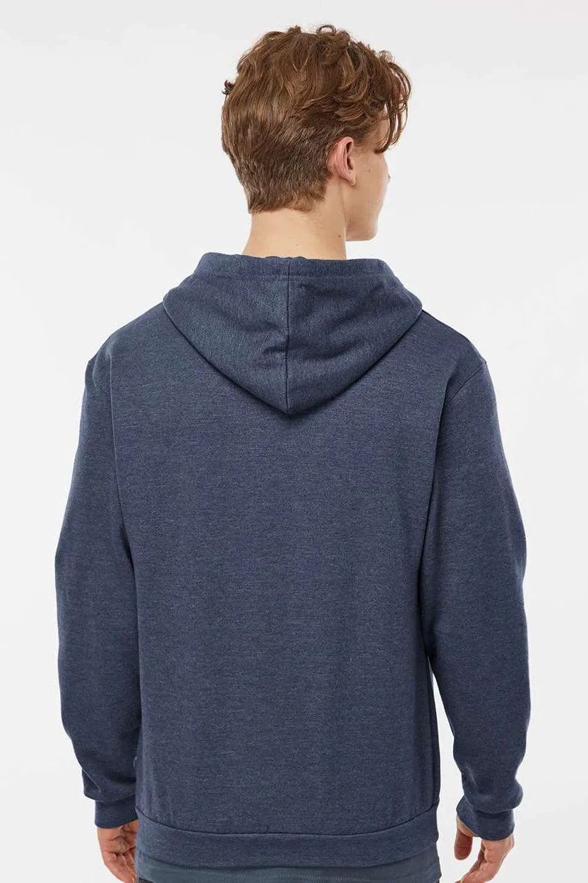 Tultex Mens Full Zip Hooded Sweatshirt Hoodie w/ Pockets - Heather Denim Blue