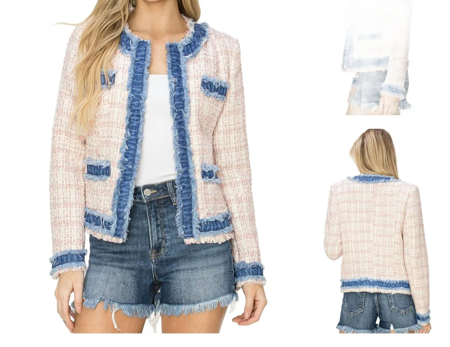 Tweed Blazer In Pink<Denim