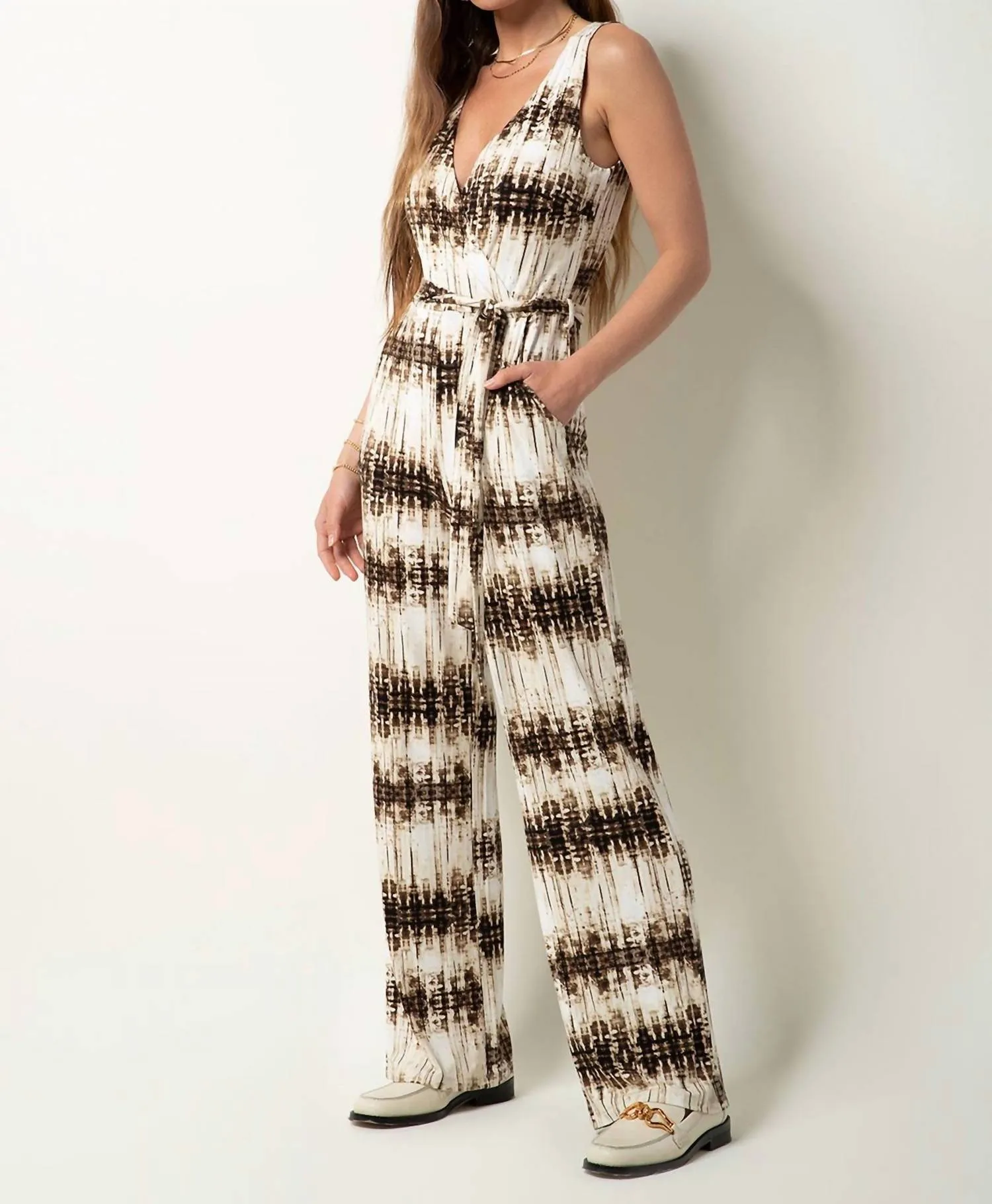 Valencia Rayon Jumper In Folded Shibori Stripe