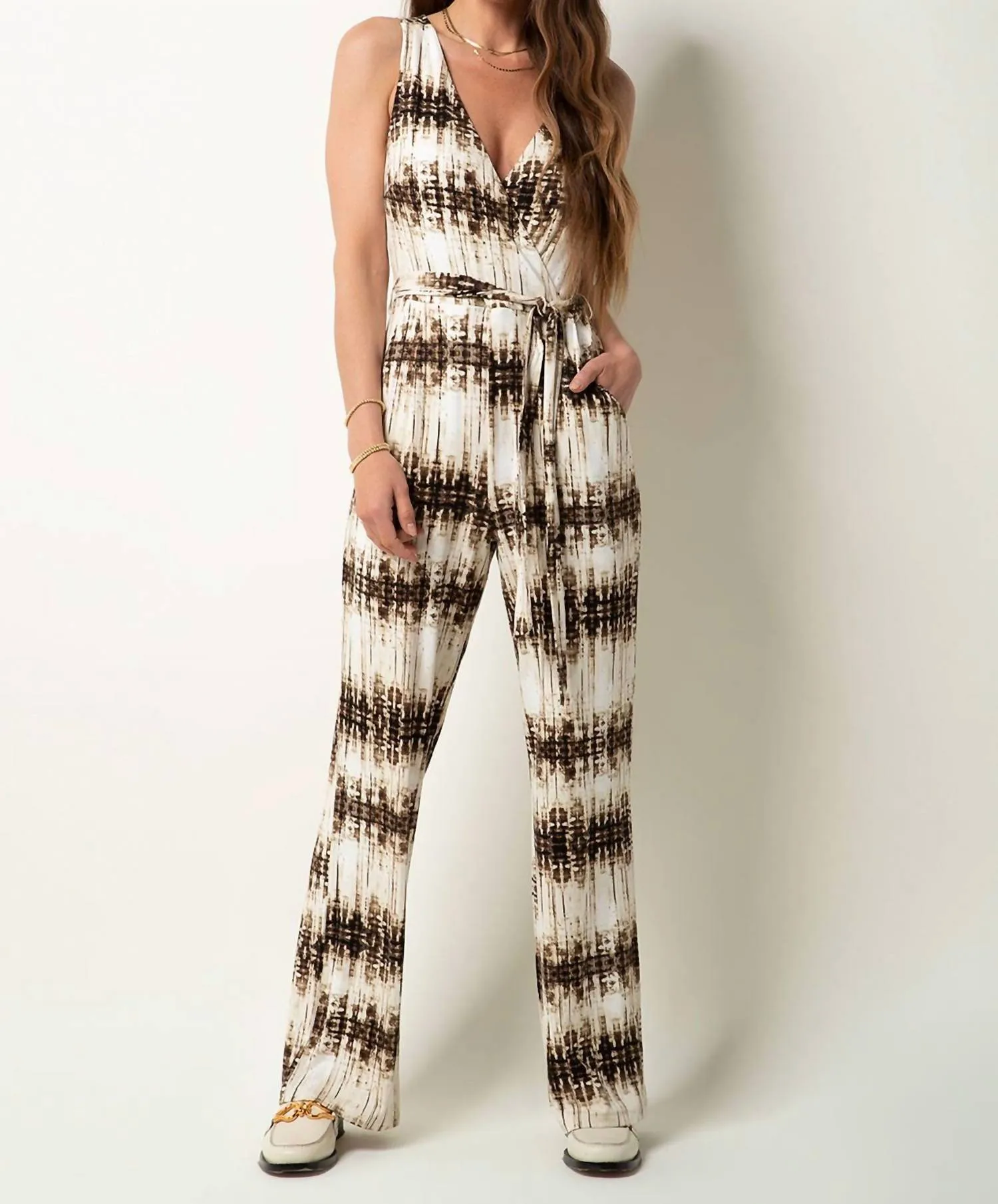 Valencia Rayon Jumper In Folded Shibori Stripe