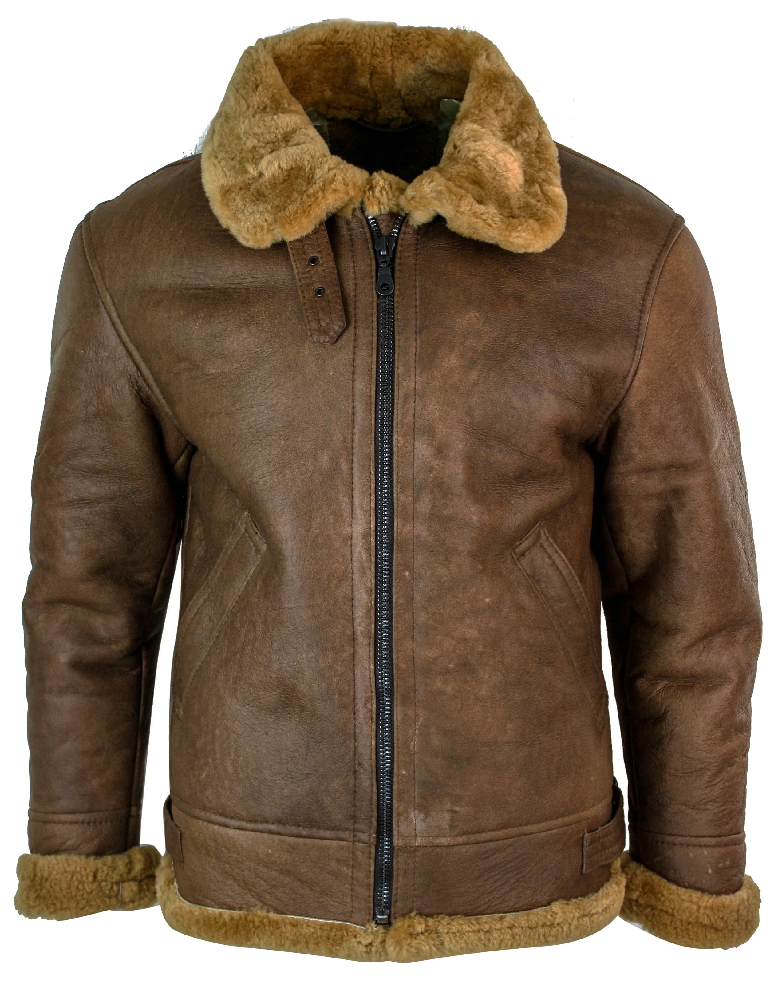 Vintage Sheepskin RAF Pilot Flying Jacket Tan