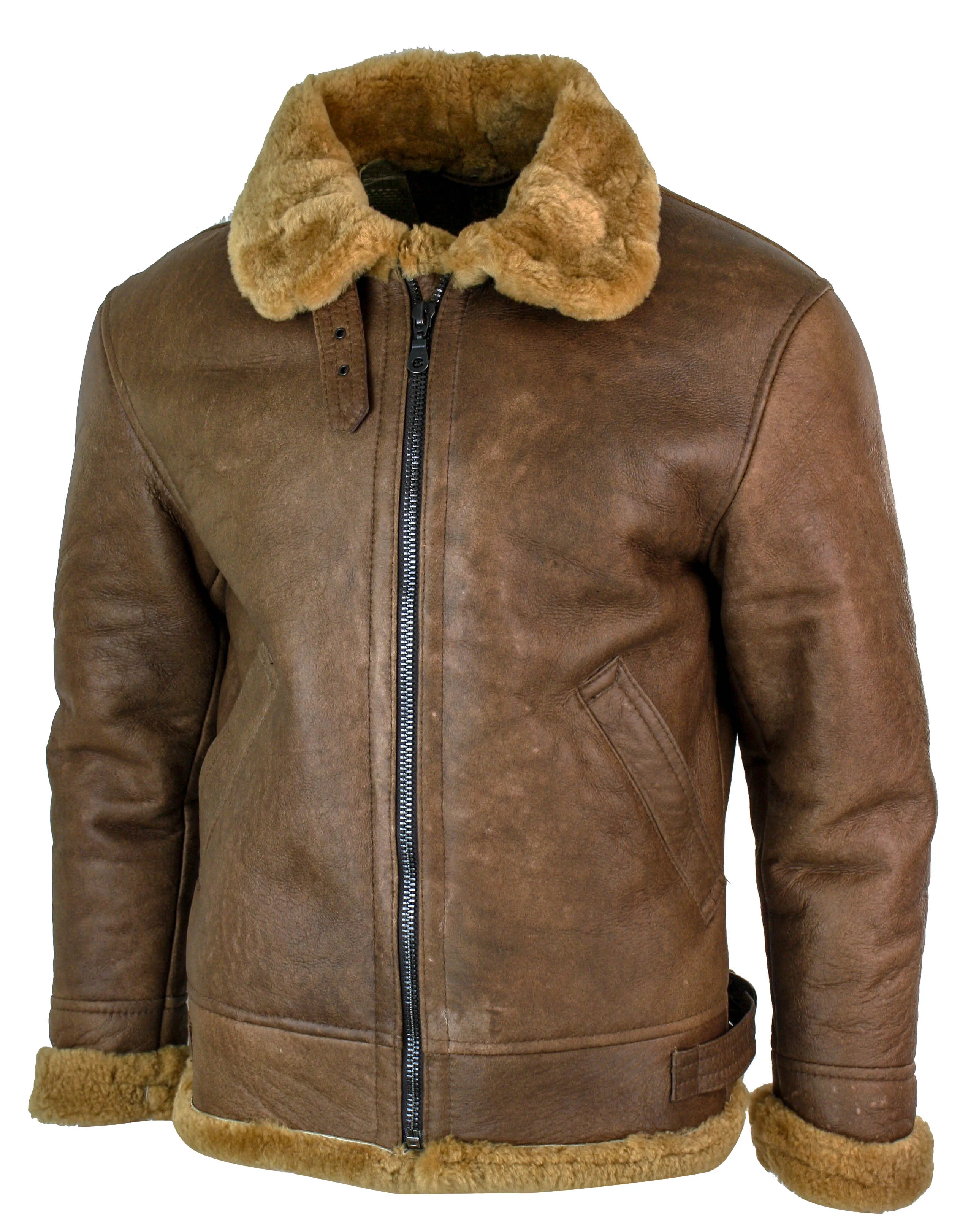 Vintage Sheepskin RAF Pilot Flying Jacket Tan