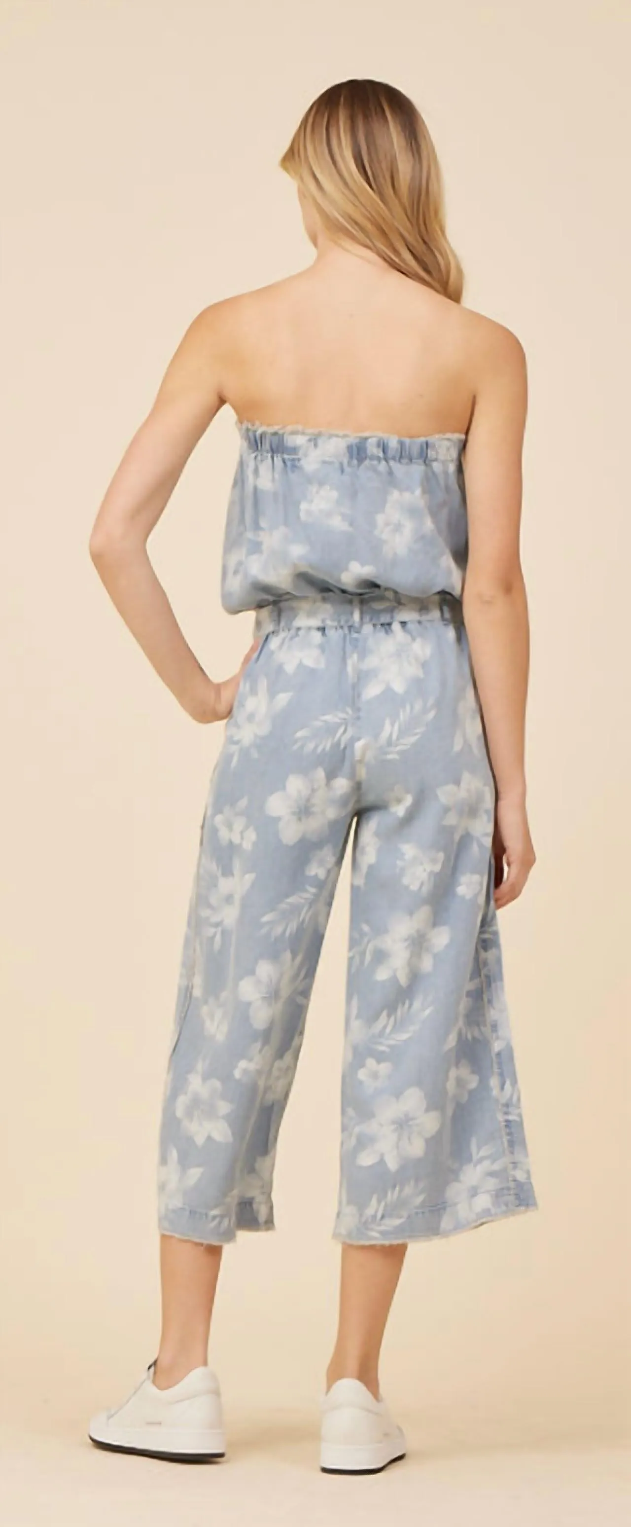 Washed Tropical Jumper In Denim Blue