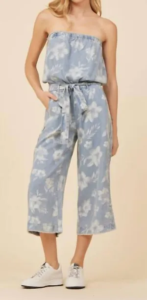 Washed Tropical Jumper In Denim Blue