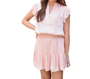 Women's Carmen Ruffle Sleeve Romper In Light Pink