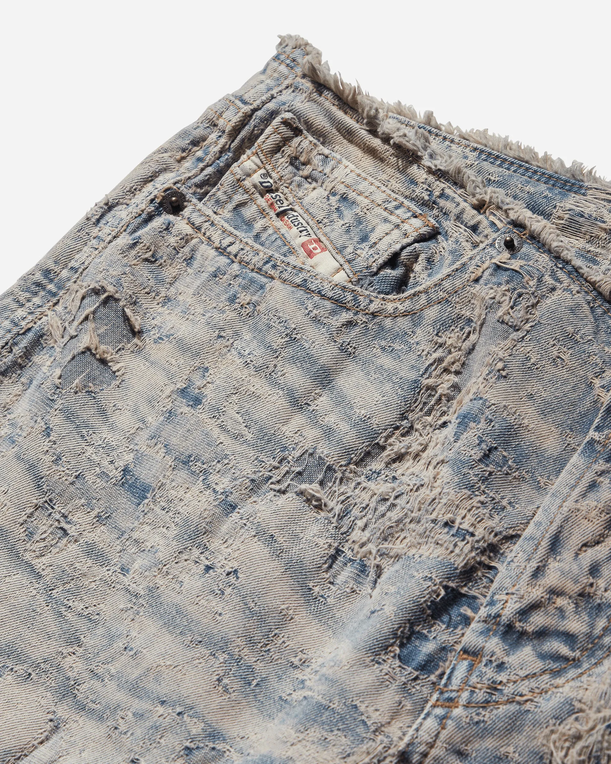 Women's D-Arker Distressed Straight Denim Pants Blue