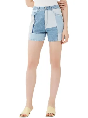 Womens Denim Patchwork Denim Shorts