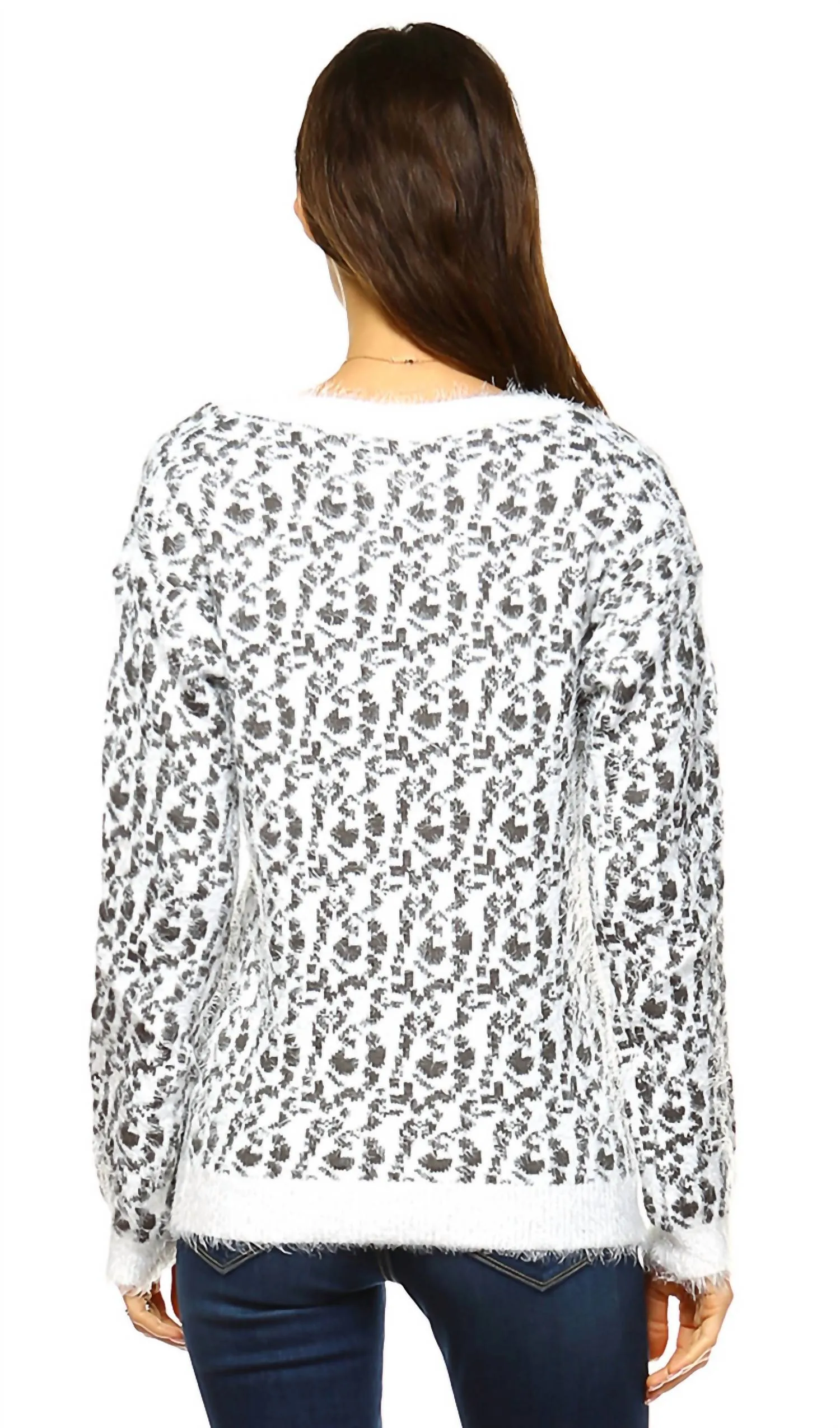 Women's Leopard Sweater In Grey