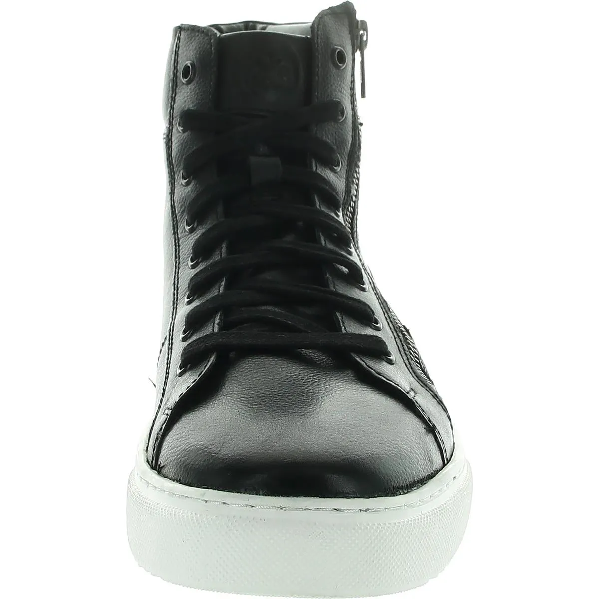 Xander Mens Zipper Leather High-Top Sneakers