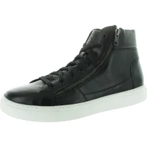 Xander Mens Zipper Leather High-Top Sneakers