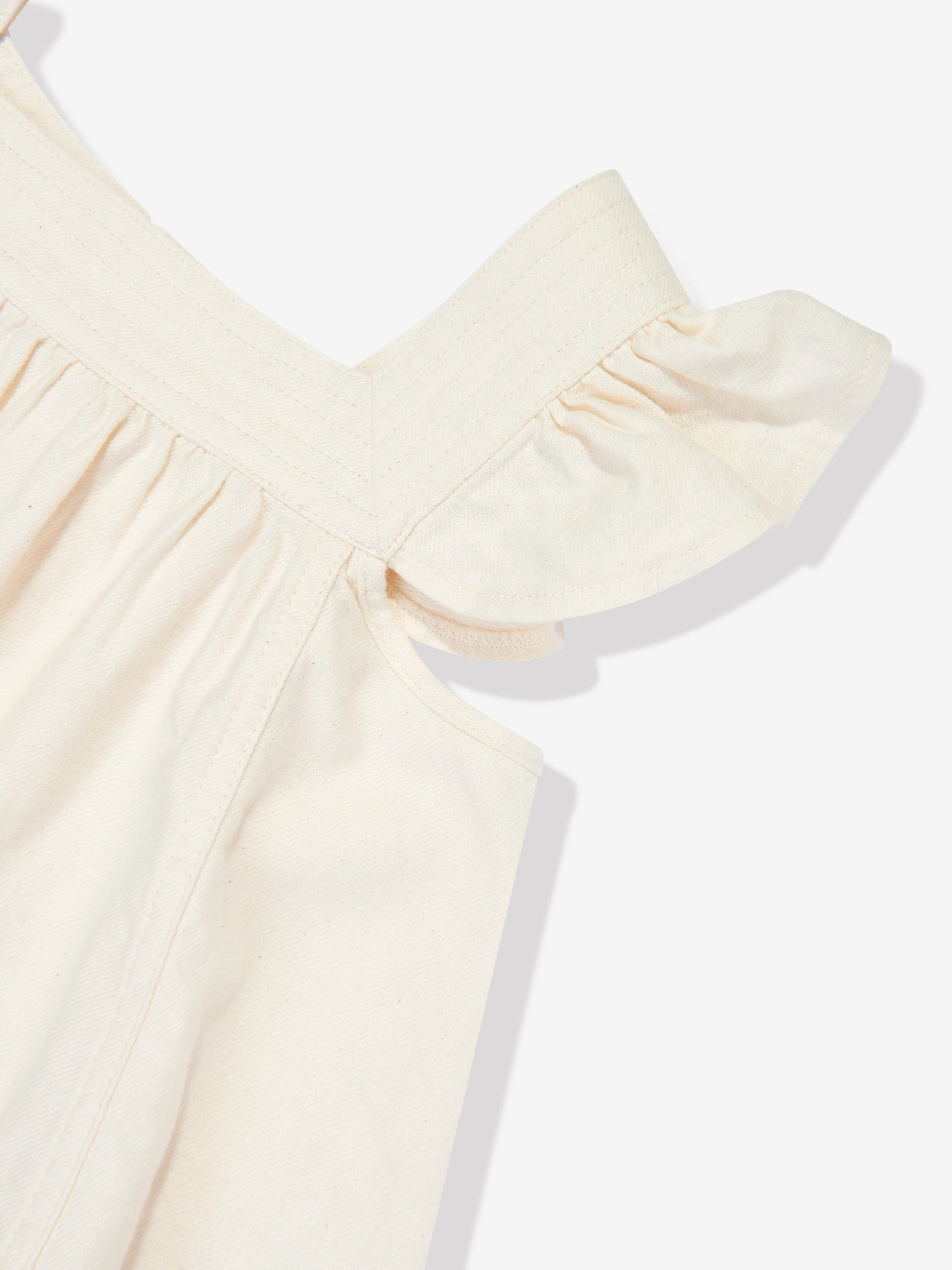 Zimmermann Girls Halliday Denim Top in Ivory