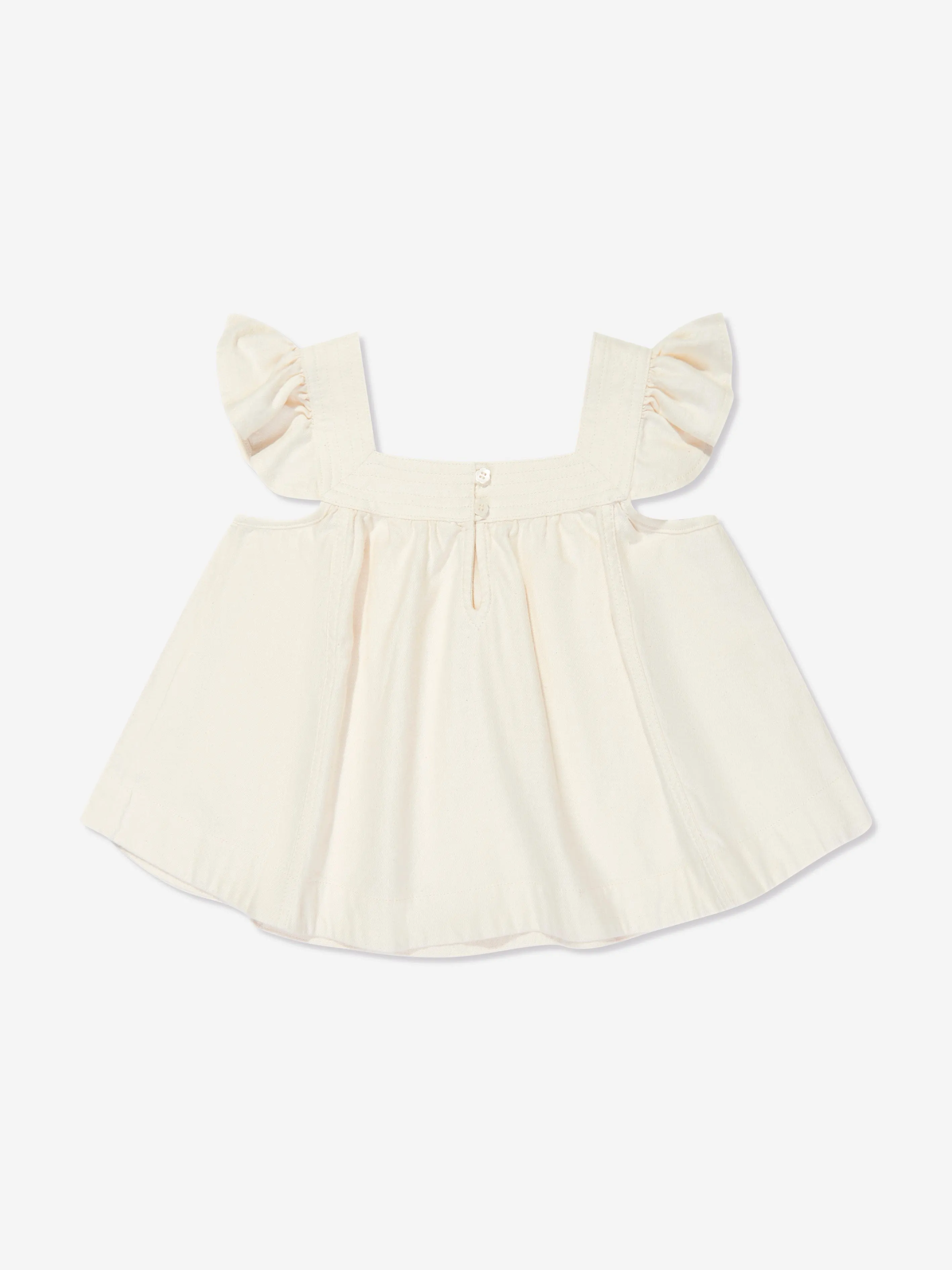 Zimmermann Girls Halliday Denim Top in Ivory
