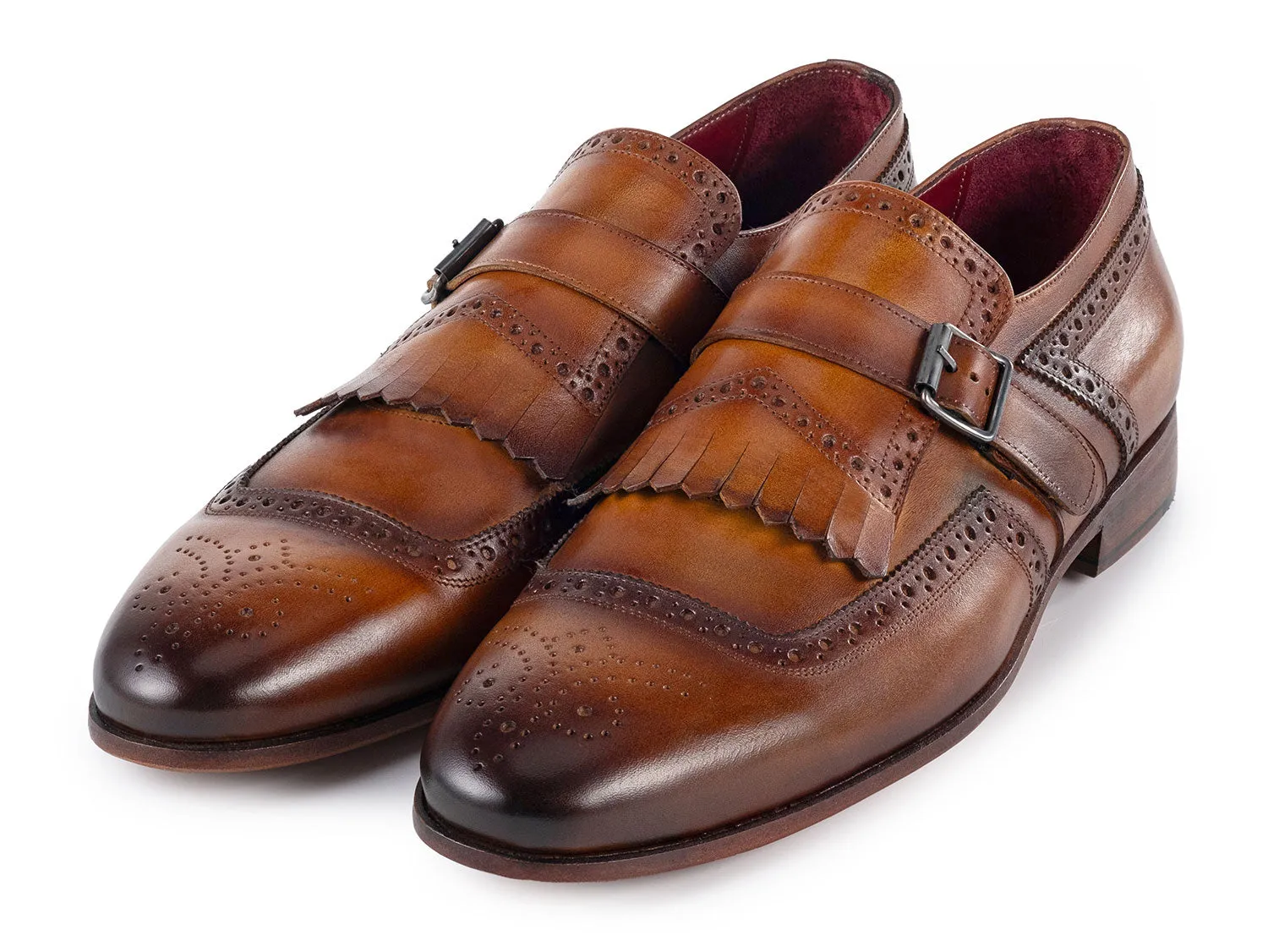 Paul Parkman Shoes Paul Parkman Men's Kiltie Monkstrap Leather Shoes in Brown