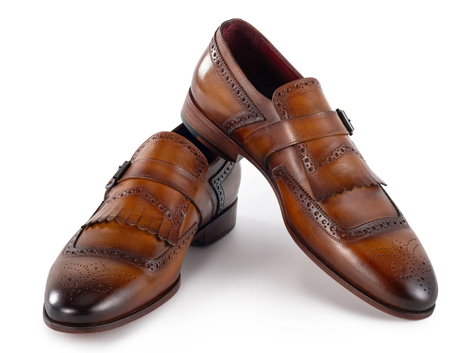 Paul Parkman Shoes Paul Parkman Men's Kiltie Monkstrap Leather Shoes in Brown