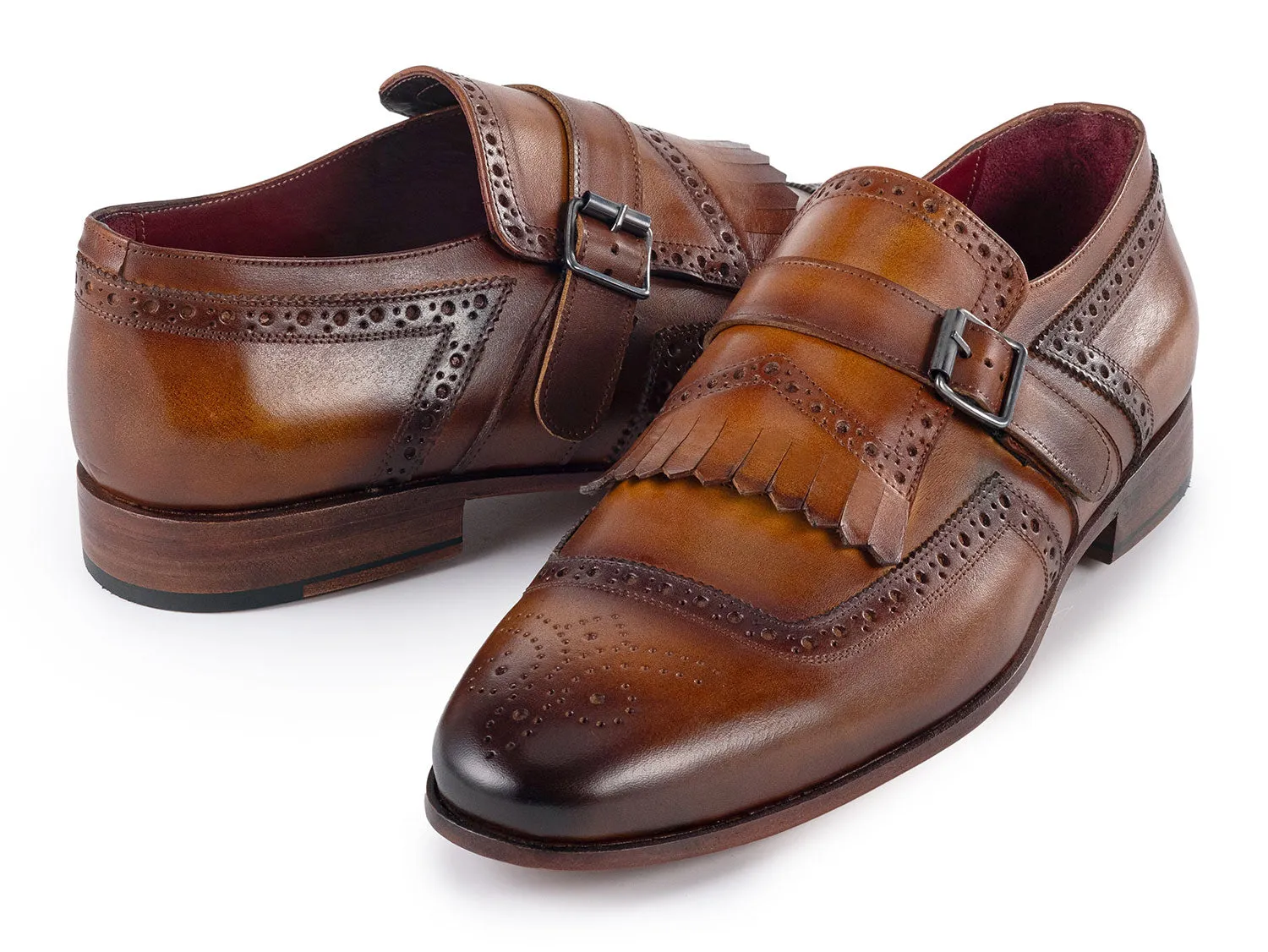 Paul Parkman Shoes Paul Parkman Men's Kiltie Monkstrap Leather Shoes in Brown