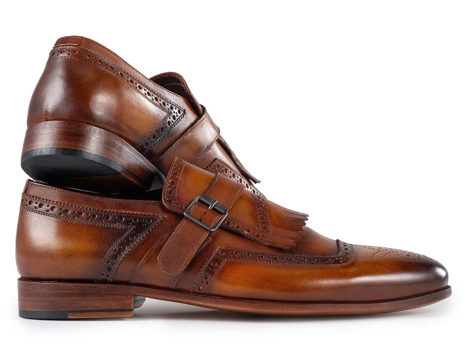 Paul Parkman Shoes Paul Parkman Men's Kiltie Monkstrap Leather Shoes in Brown
